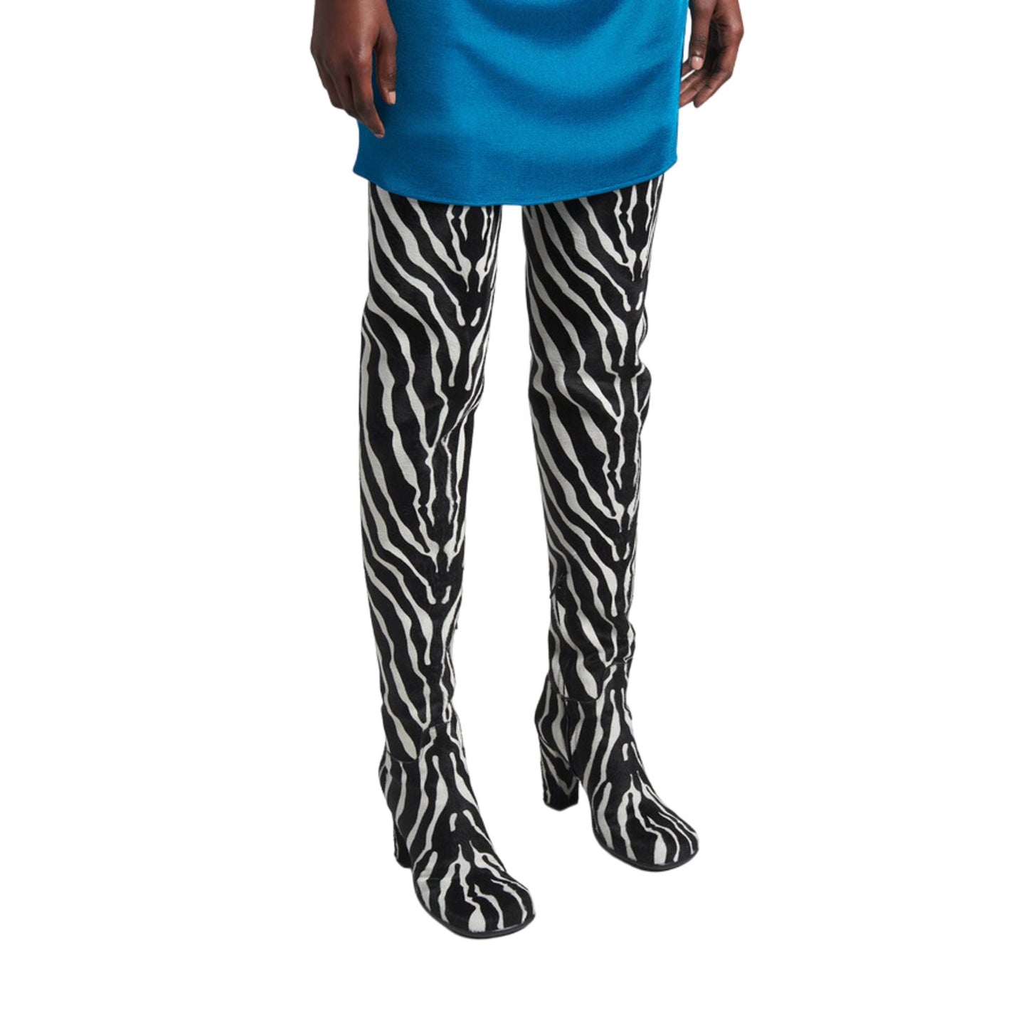 Bottega Veneta Ladies Over-the-Knee Storm Zebra Print Boots