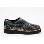 Hogan Snakeskin Platform Brogue Boots in BLACK