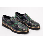 Hogan Snakeskin Platform Brogue Boots in BLACK