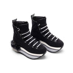 Hogan Fur-Trimmed Platform Boots in BLACK