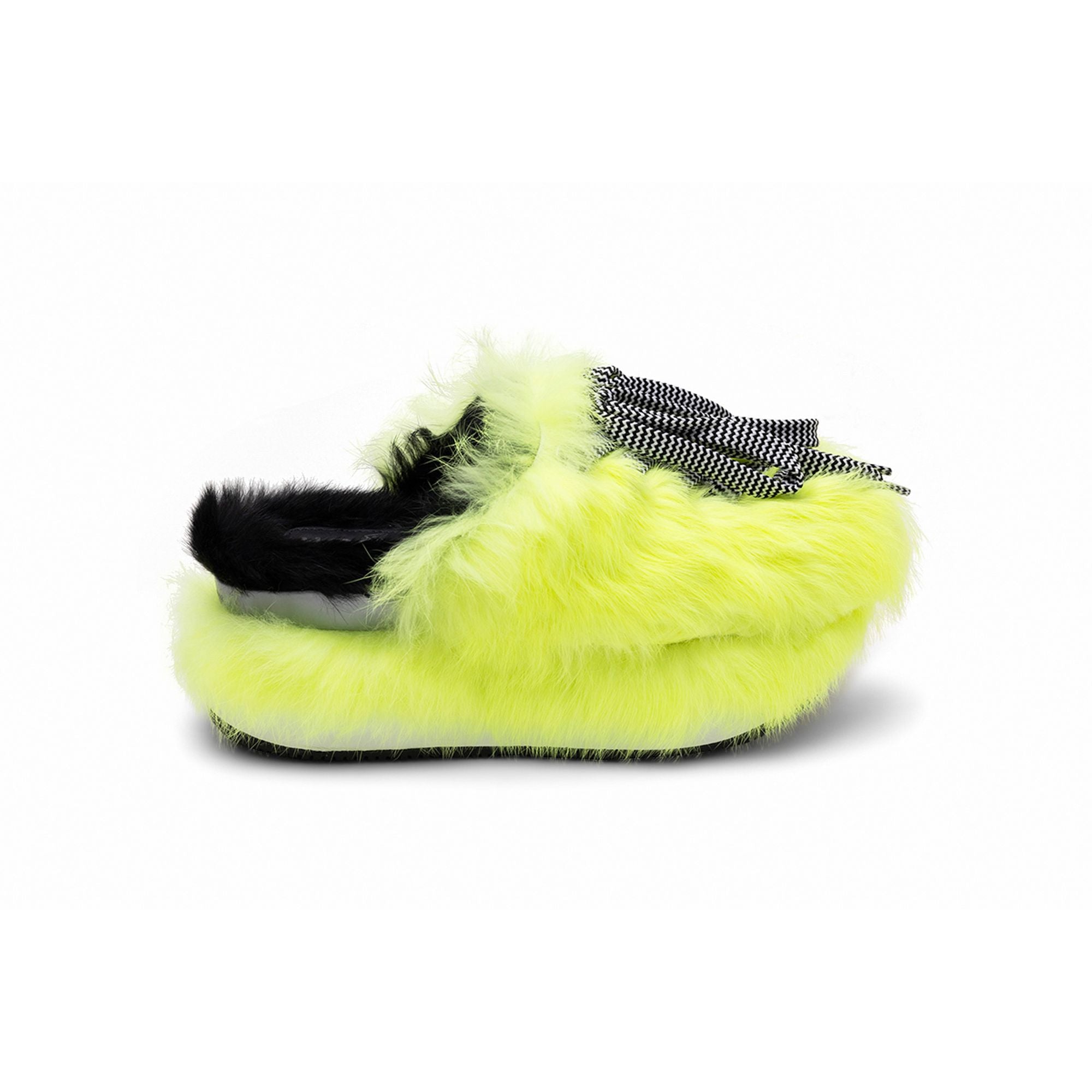 Hogan Fur-Trimmed Lace-Up Slip-On Sneakers in YELLOW