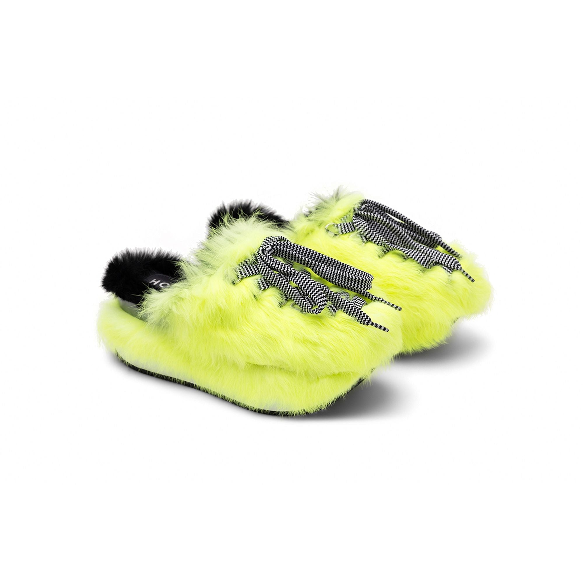 Hogan Fur-Trimmed Lace-Up Slip-On Sneakers in YELLOW