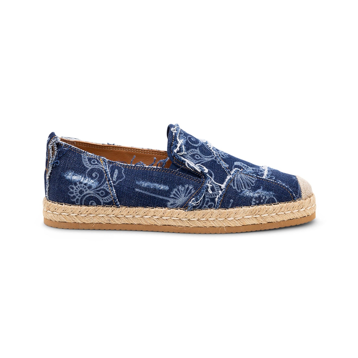 Hogan Ladies Denim Floral Print Espadrille