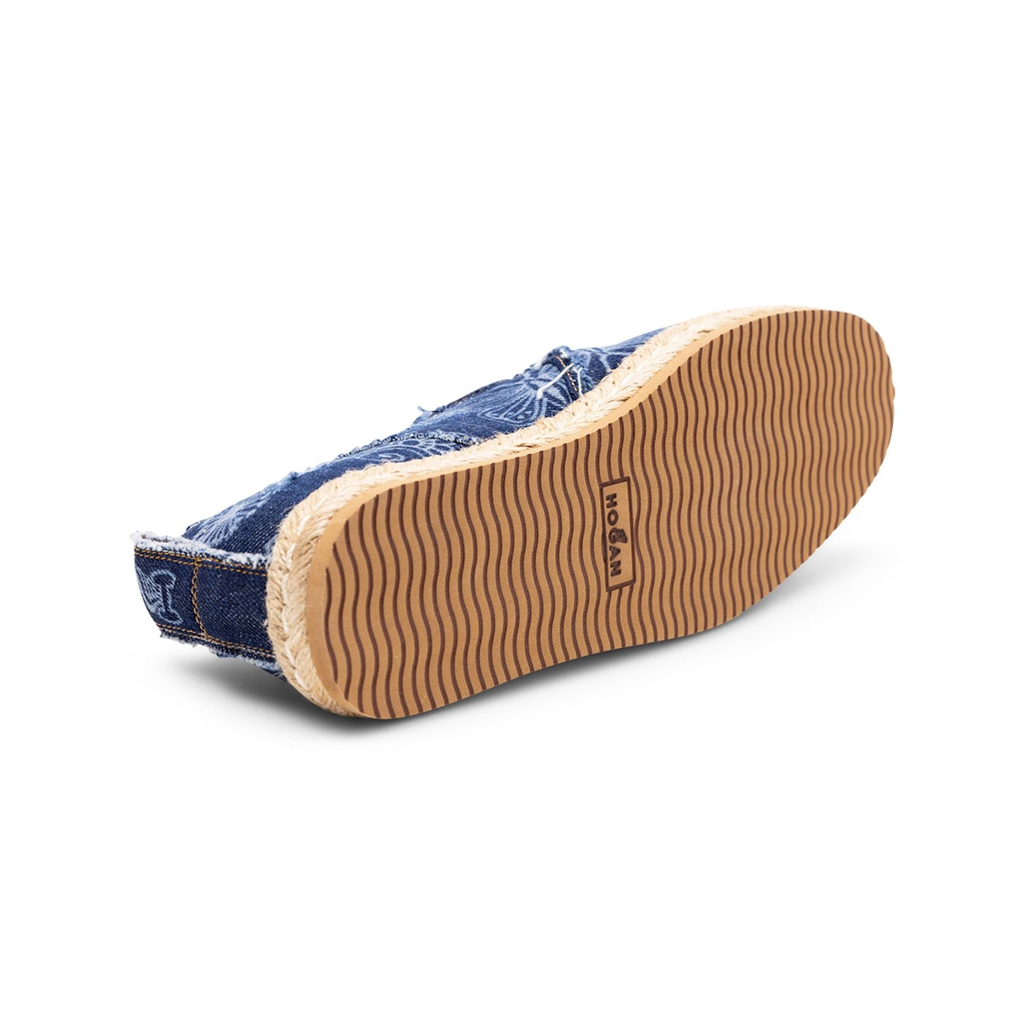 Hogan Ladies Denim Floral Print Espadrille