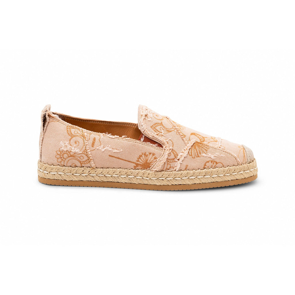 Hogan Floral-Print Frayed Espadrille in ORANGE