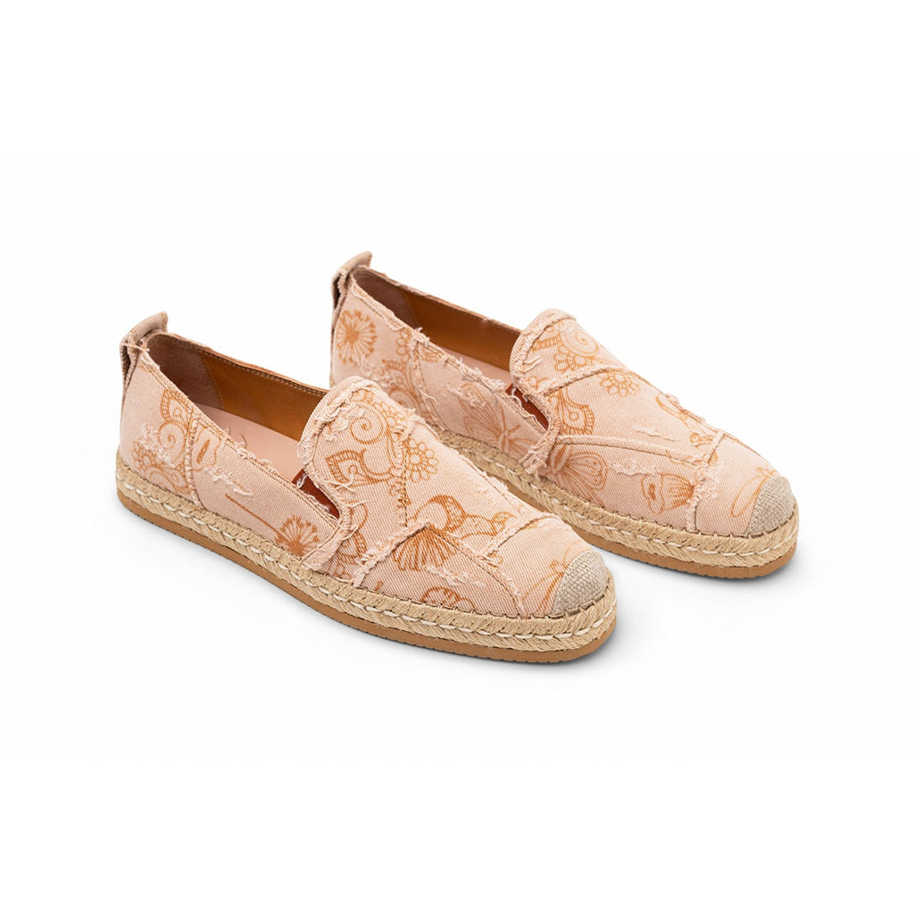 Hogan Floral-Print Frayed Espadrille in ORANGE
