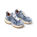 Hogan Frayed Denim Platform Sneakers in BLUE