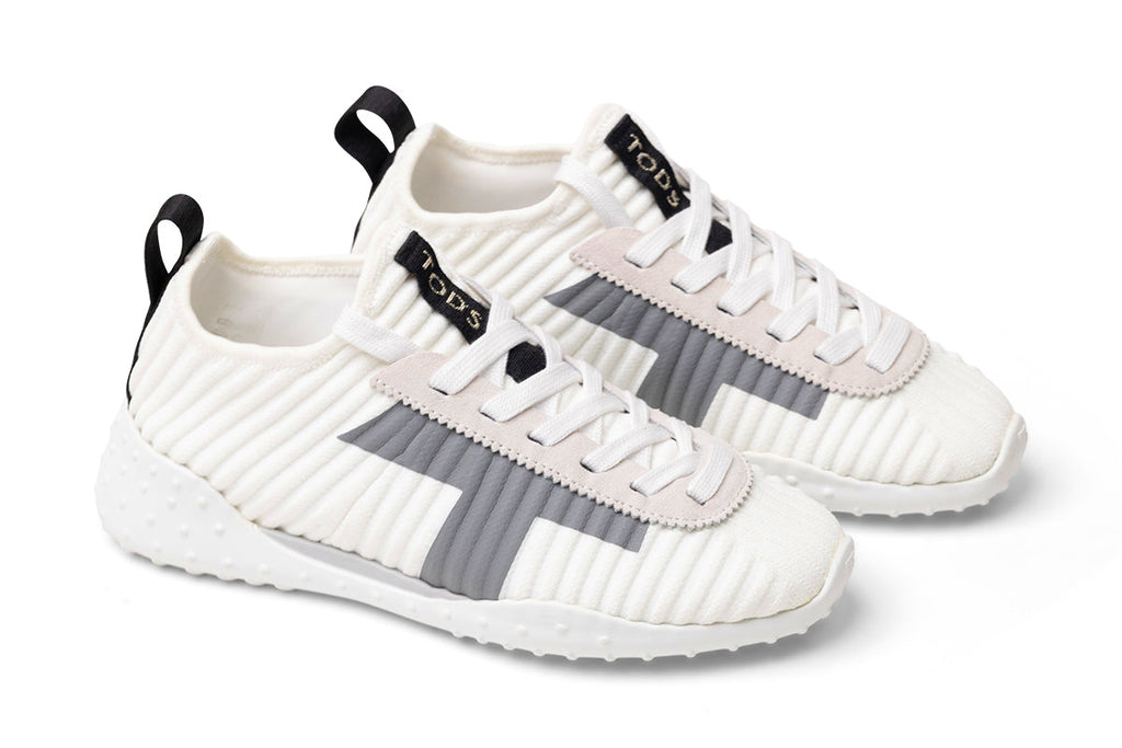 Tod's Ribbed Lace-Up Sneakers in WHITE