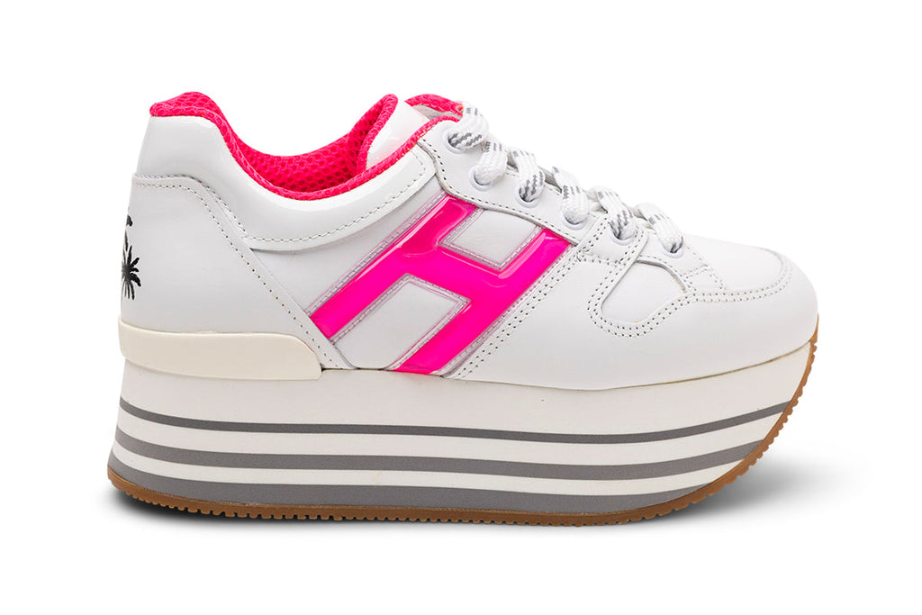 Hogan Platform Sole Sneakers in WHITE