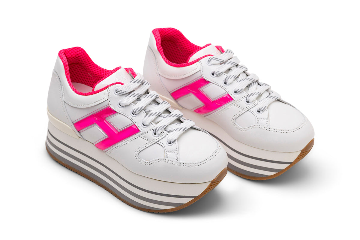 Hogan Platform Sole Sneakers in WHITE