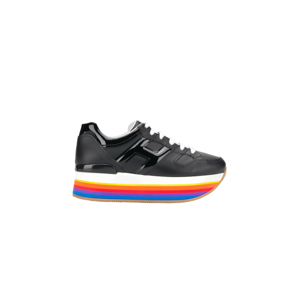 Hogan Rainbow Platform Sole Sneakers in BLACK