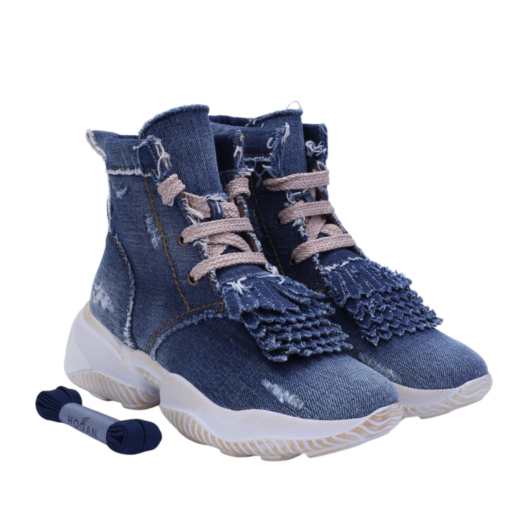 Hogan Interaction Denim High-Top Sneakers in BLUE
