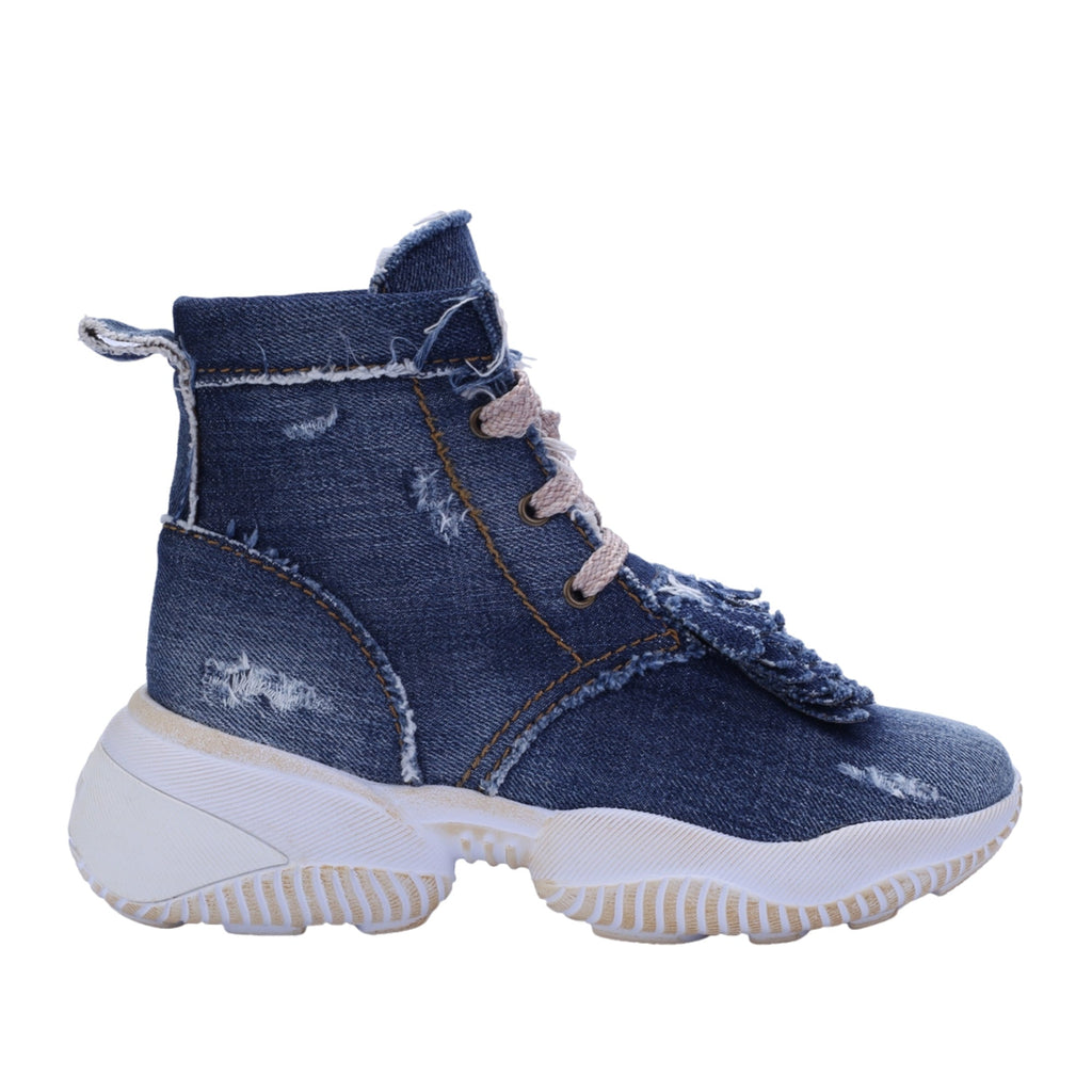 Hogan Interaction Denim High-Top Sneakers in BLUE