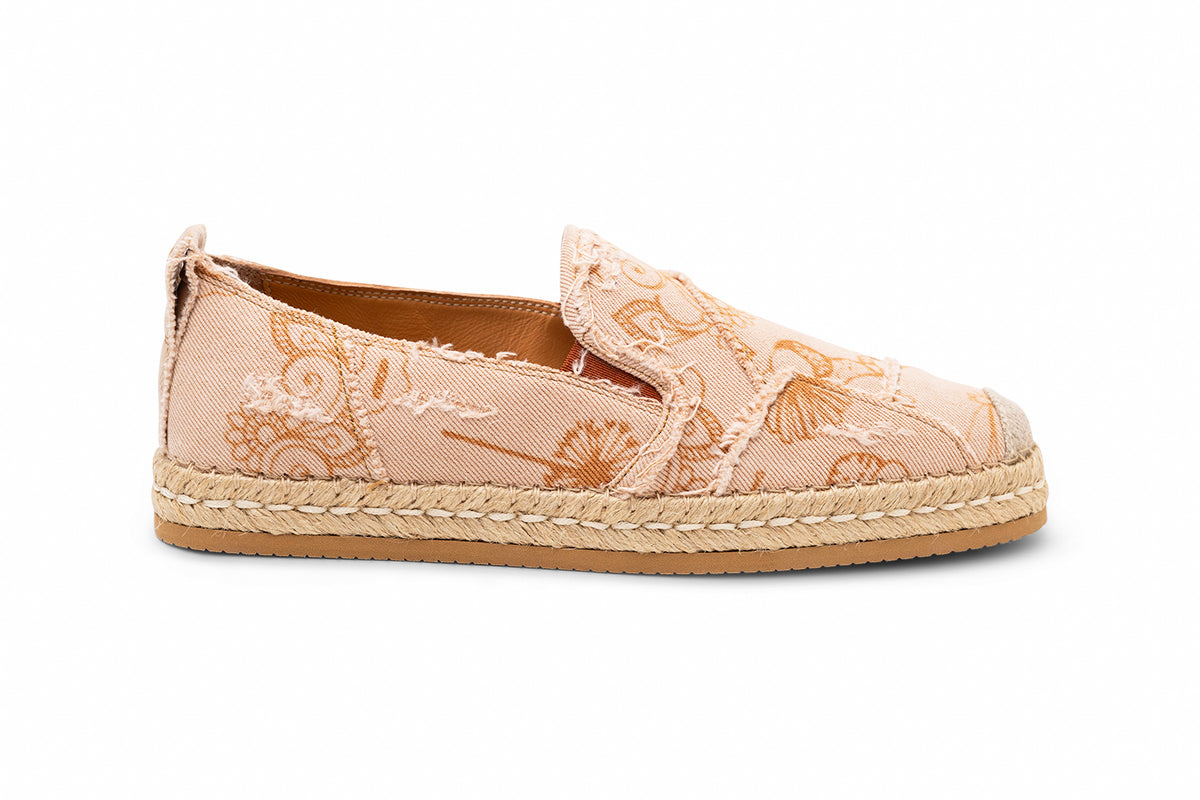 Hogan Ladies Floral-Print Frayed Espadrille