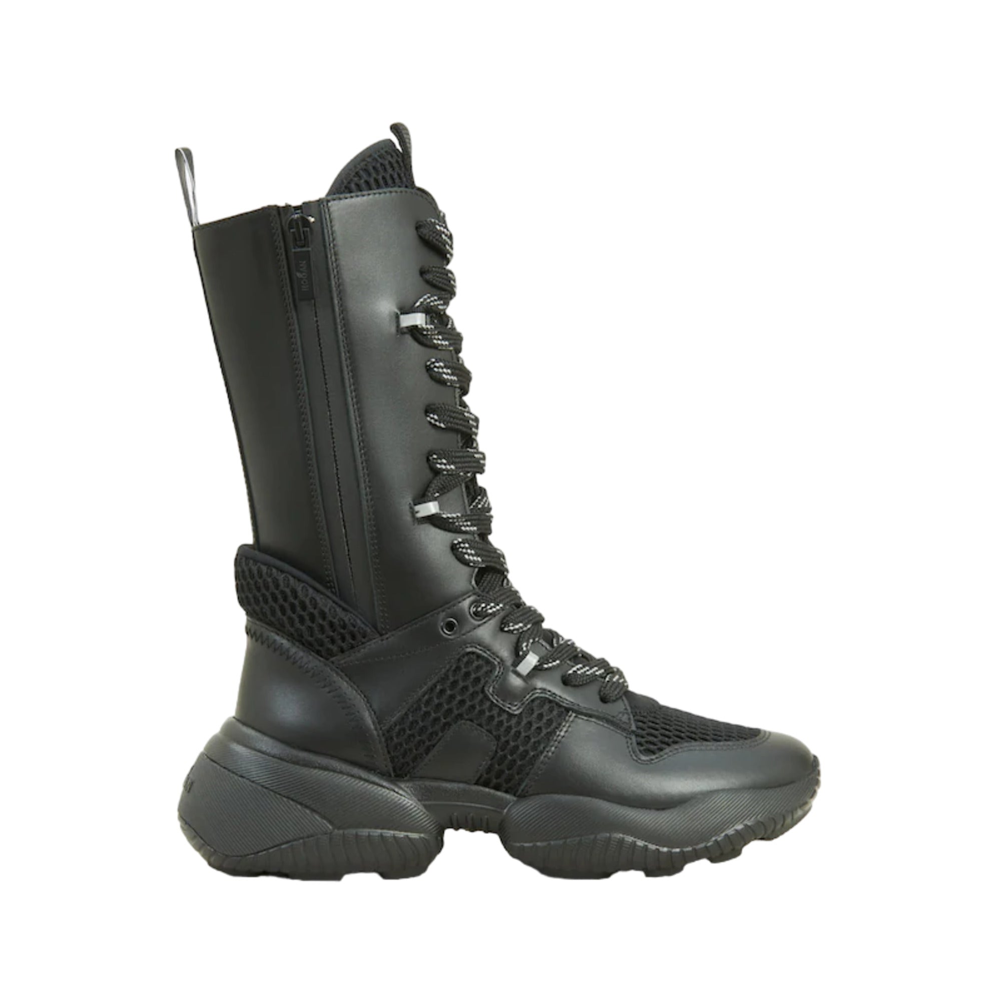 Hogan Interaction Leather Boots in BLACK