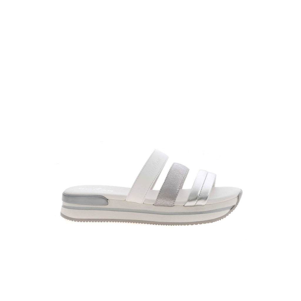 Hogan Metallic-Strap Sandals in WHITE