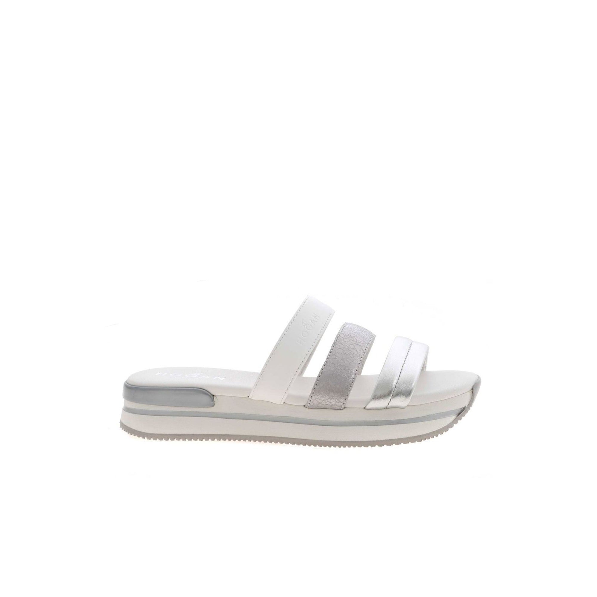 Hogan Metallic-Strap Sandals in WHITE