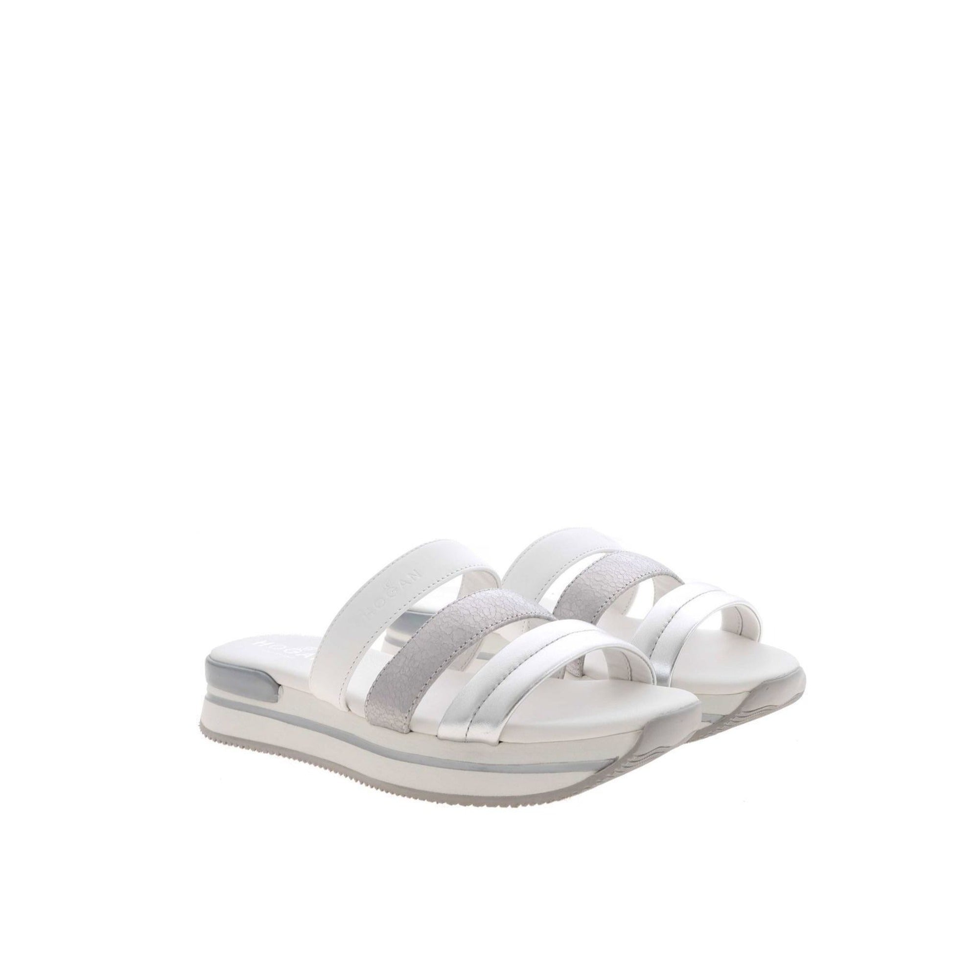 Hogan Metallic-Strap Sandals in WHITE