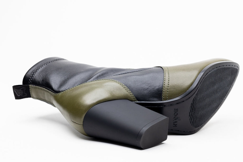 Hogan 80Mm Two-Tone Block-Heel Boots in GREEN