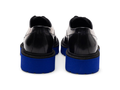 Hogan Women’s Black Patent Derby Shoes with Royal Blue Lug Sole