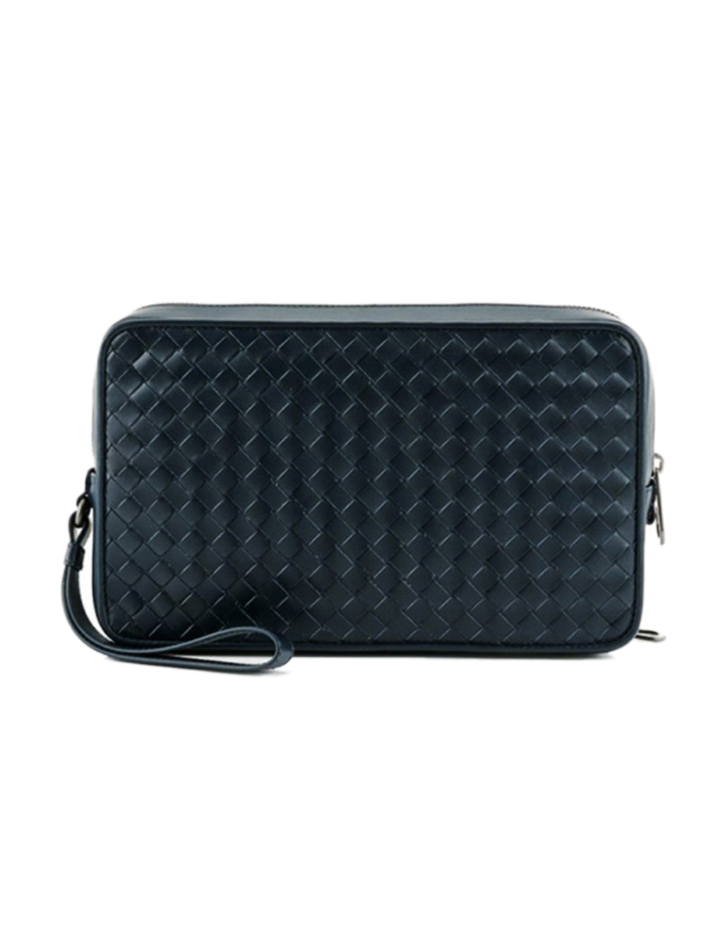 Bottega Veneta Intrecciato Ostrich Bi-Fold Wallet in Black