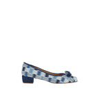 Ferragamo Varina Checked Block-Heel Pumps in BLUE