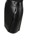 Ferragamo Embossed Wrap Leather Skirt in Black