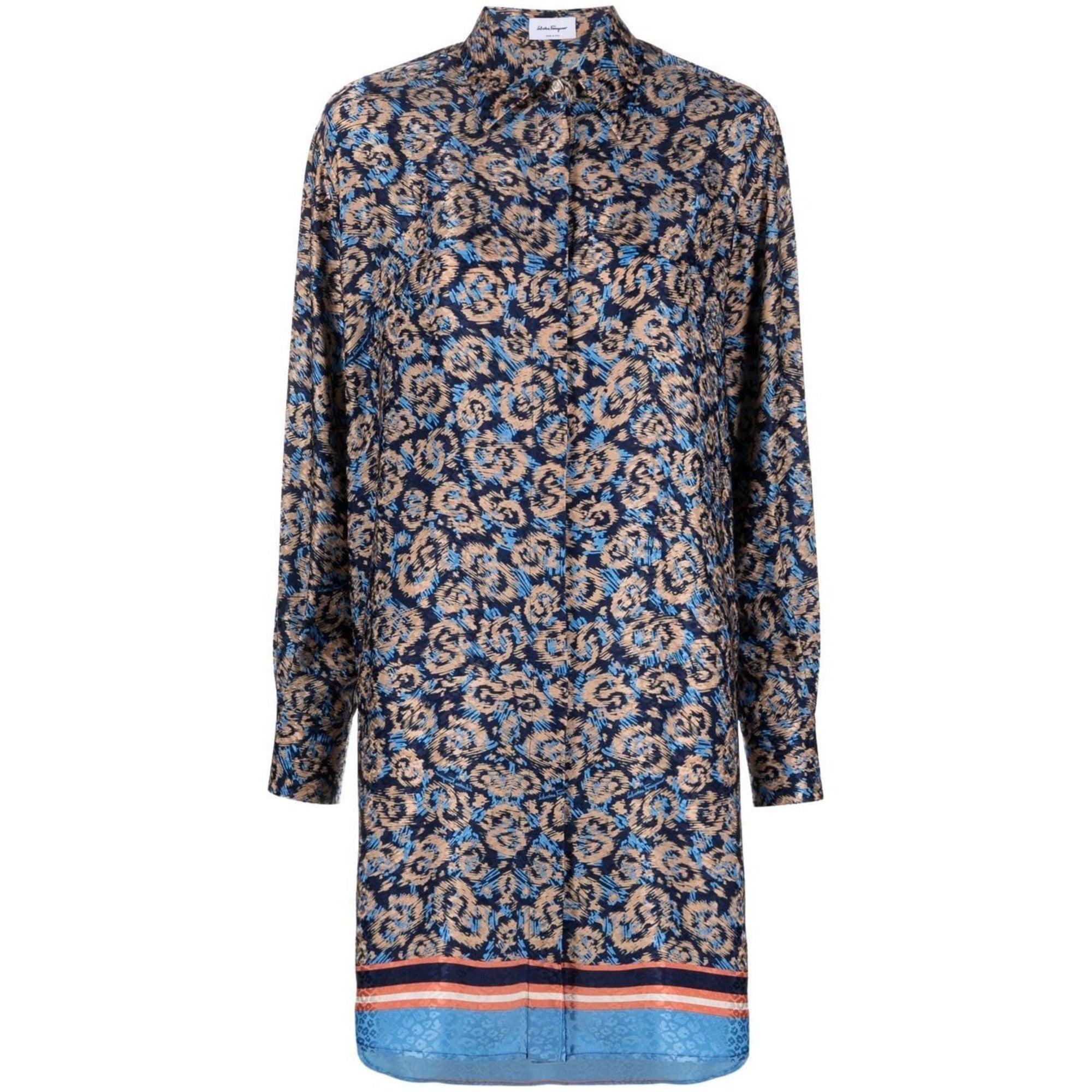 Ferragamo Floral-print Oversized Silk Shirt