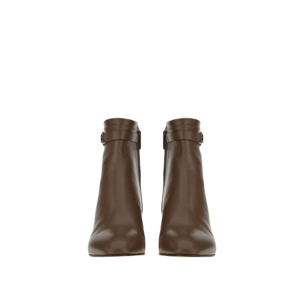 Ferragamo Rego 55 Logo-Plaque Ankle Boots in BROWN