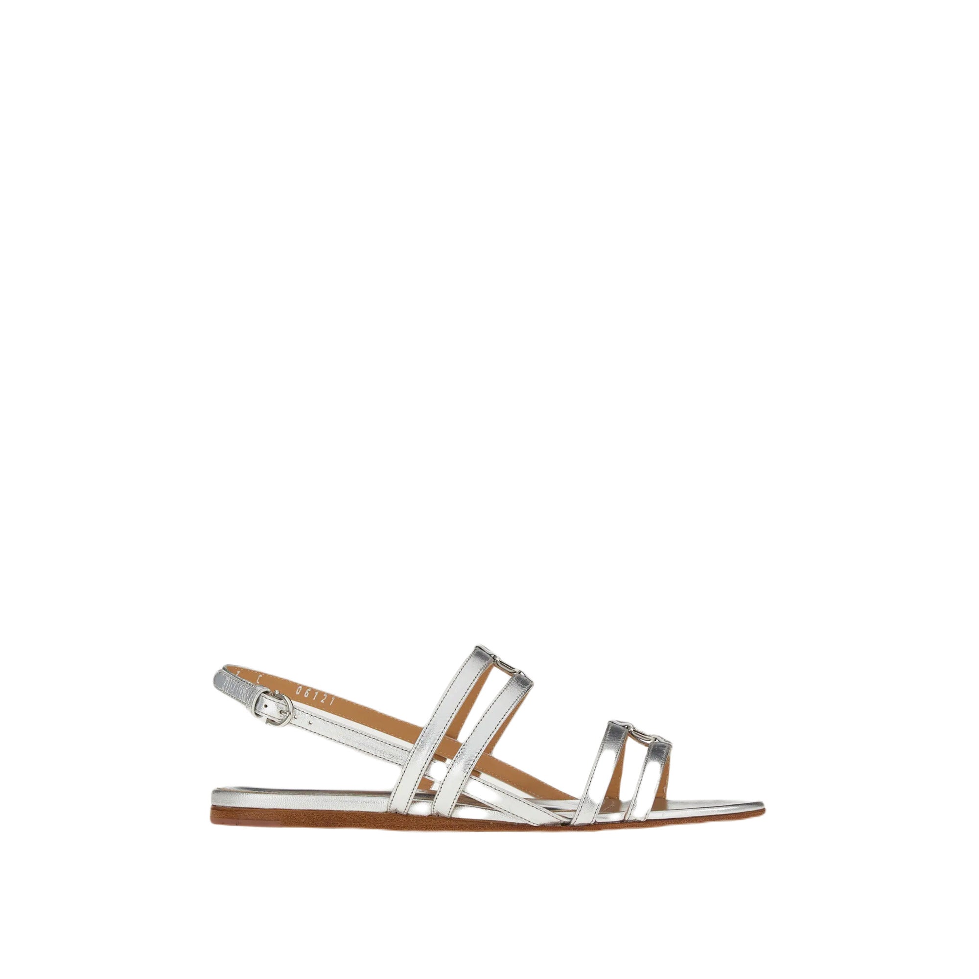 Ferragamo Vara Leather Sandals in SILVER