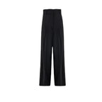 Ferragamo Wide-leg Wool Trousers in Black