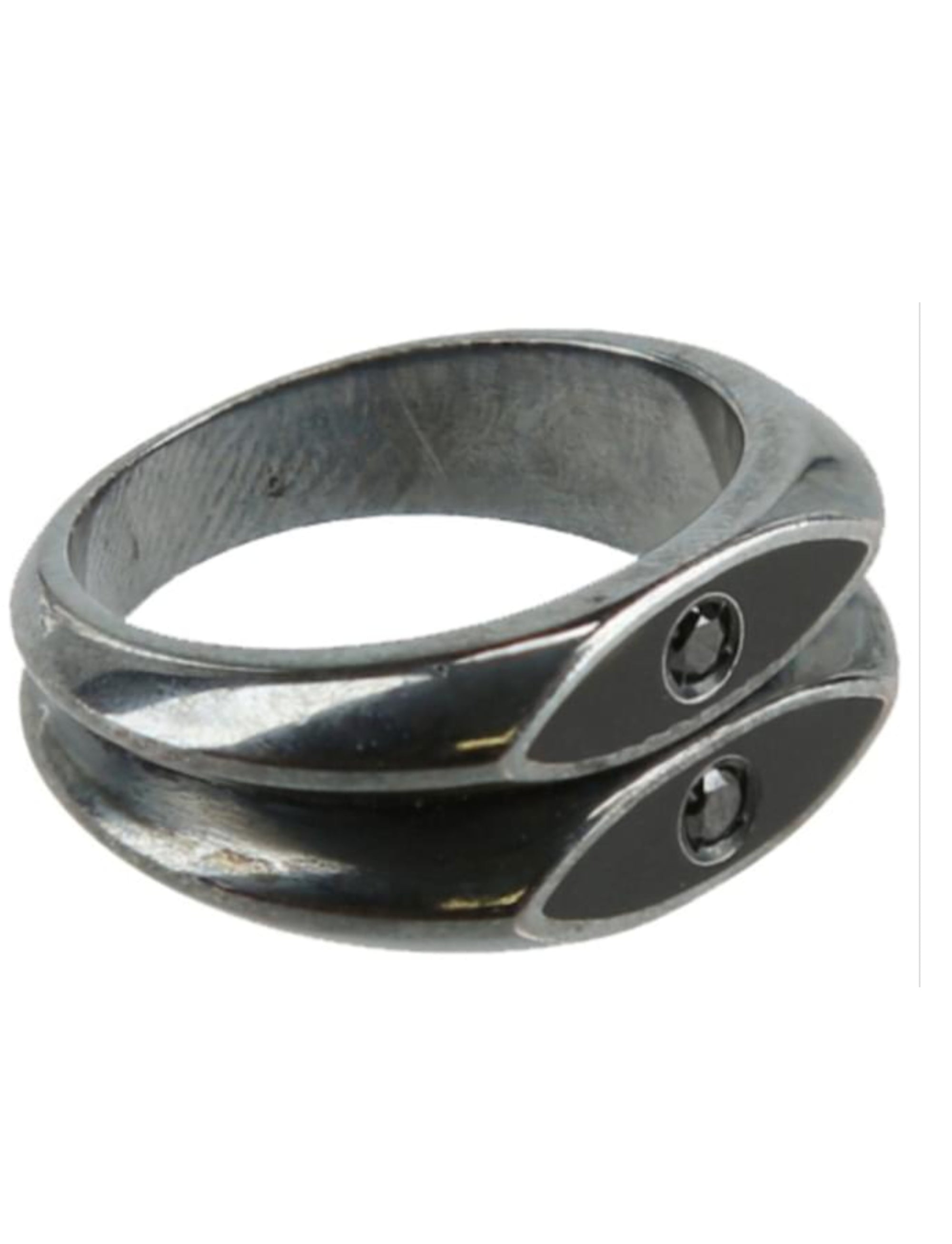 Bottega Veneta Cubic Zirconia Intrecciato Ring in Black