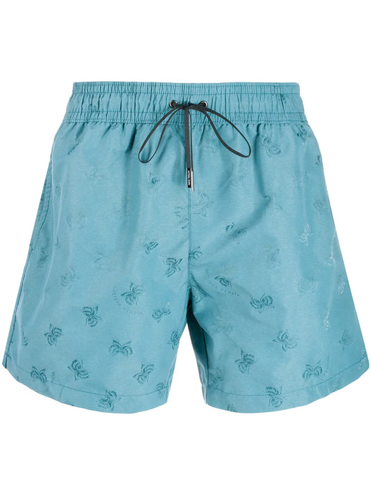 Bottega Veneta Men’s Aqua Butterfly Print Swim Shorts