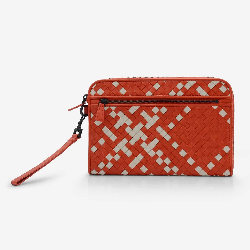 Bottega Veneta Two Tone Leather Document Case Wristlet