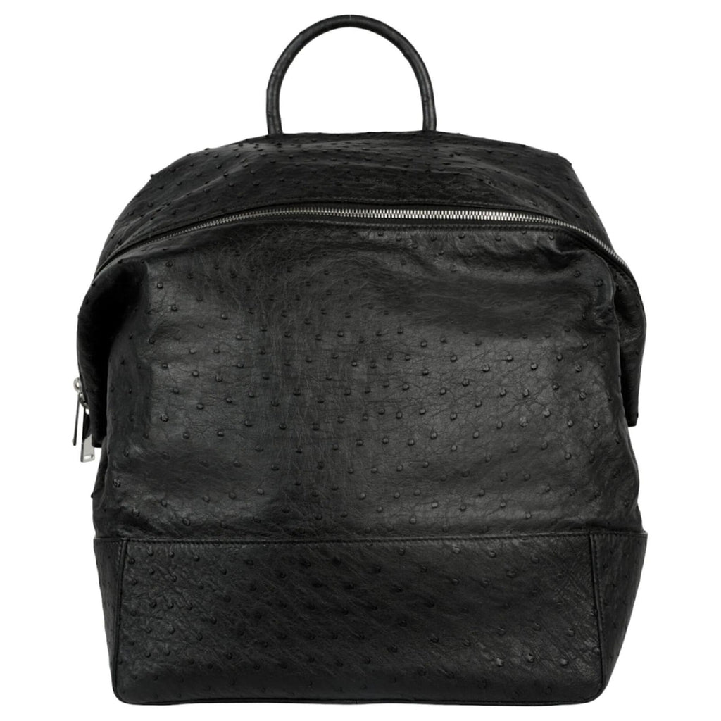 Bottega Veneta Ostrich Leather Outlet Backpack in Black
