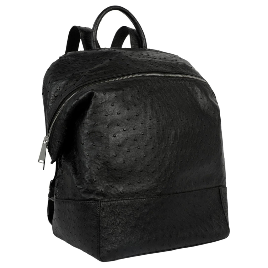 Bottega Veneta Ostrich Leather Outlet Backpack in Black
