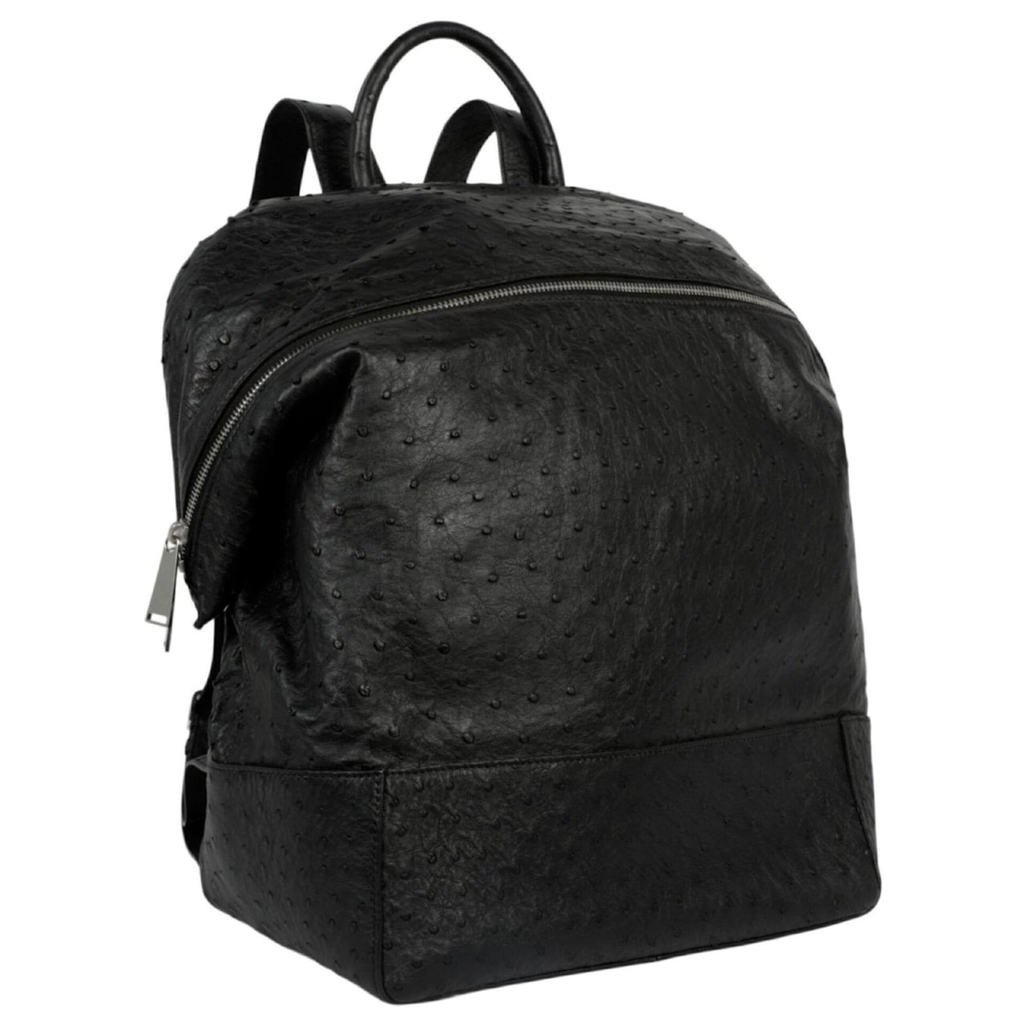 Bottega Veneta Ostrich Leather Outlet Backpack in Black