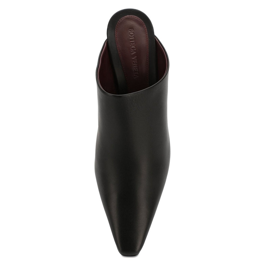 Bottega Veneta Chunky-Heel Almond-Toe Mules in BLACK