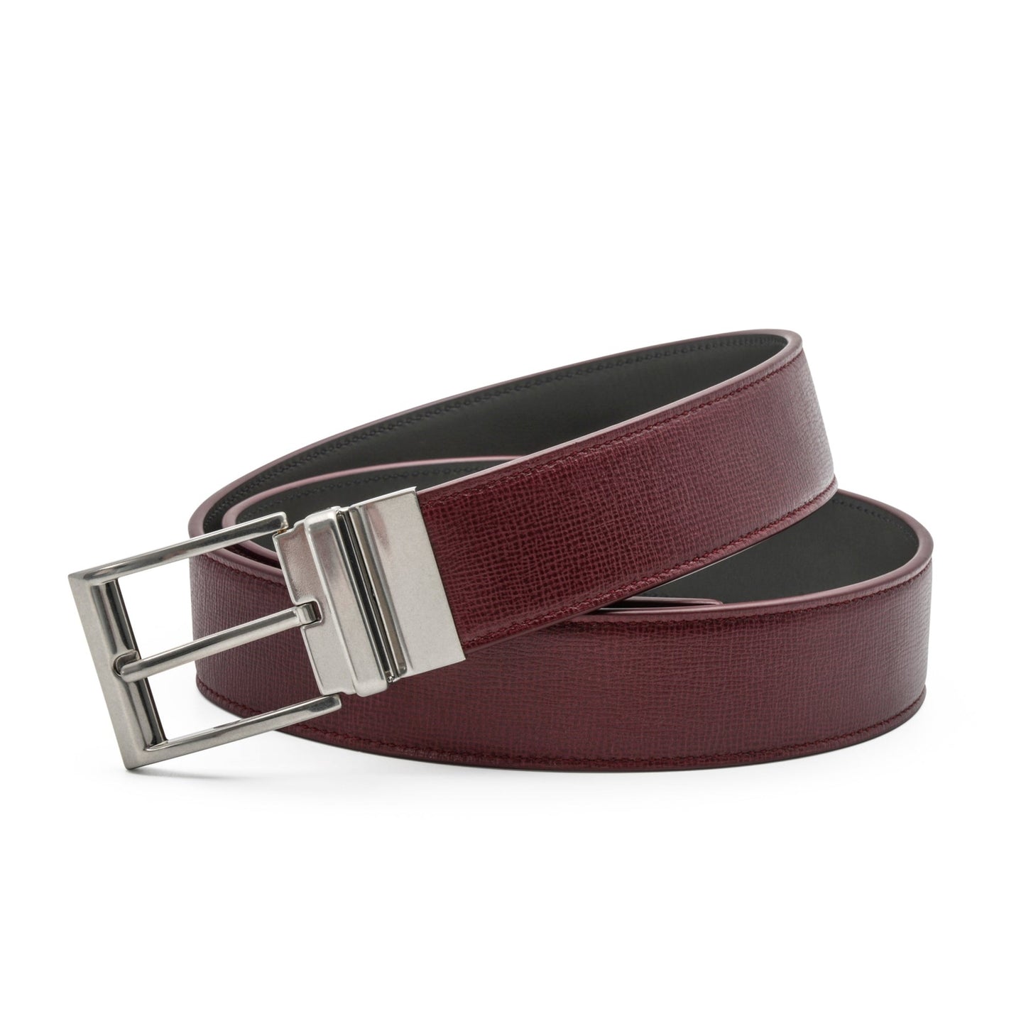 Bottega Veneta Mens Leather Belt in Burgundy