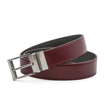 Bottega Veneta Mens Leather Belt in Burgundy