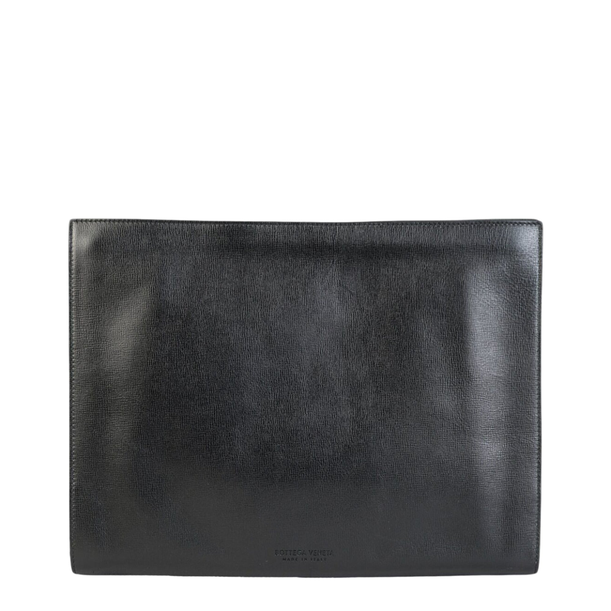 Bottega Veneta Leather Document Case Wristlet in Black