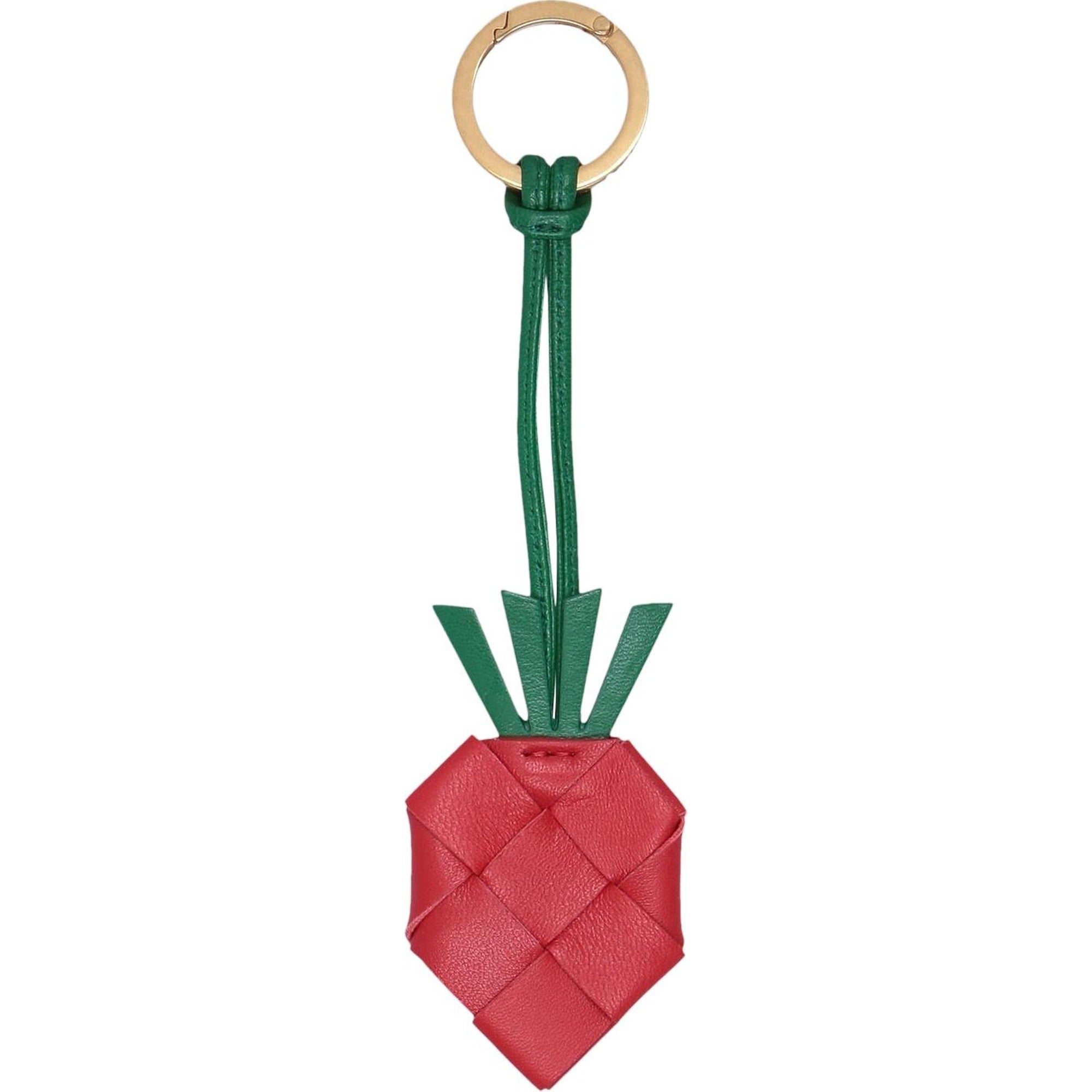 Bottega Veneta Strawberry-Motif Intrecciato Keyring in RED