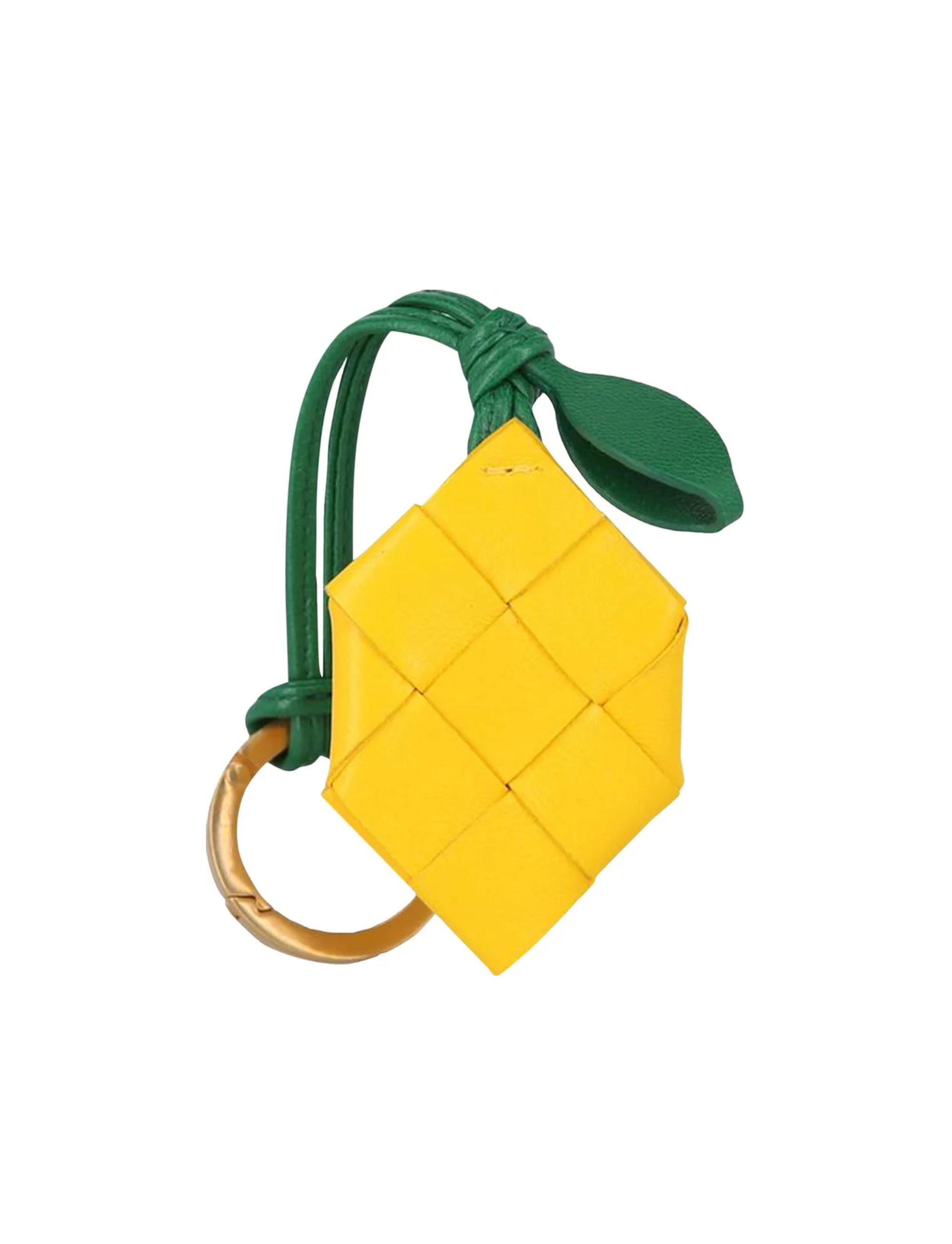 Bottega Veneta Lemon Leather Keyring in Yellow