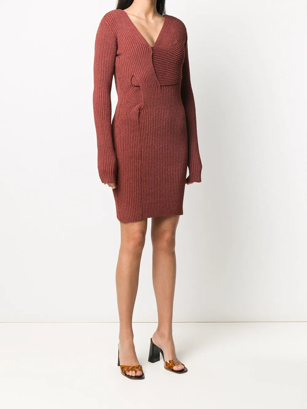 Bottega Veneta Cut-Out Knitted Dress in BROWN