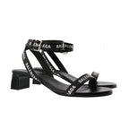 Balenciaga Logo Ankle Strap Sandals in BLACK