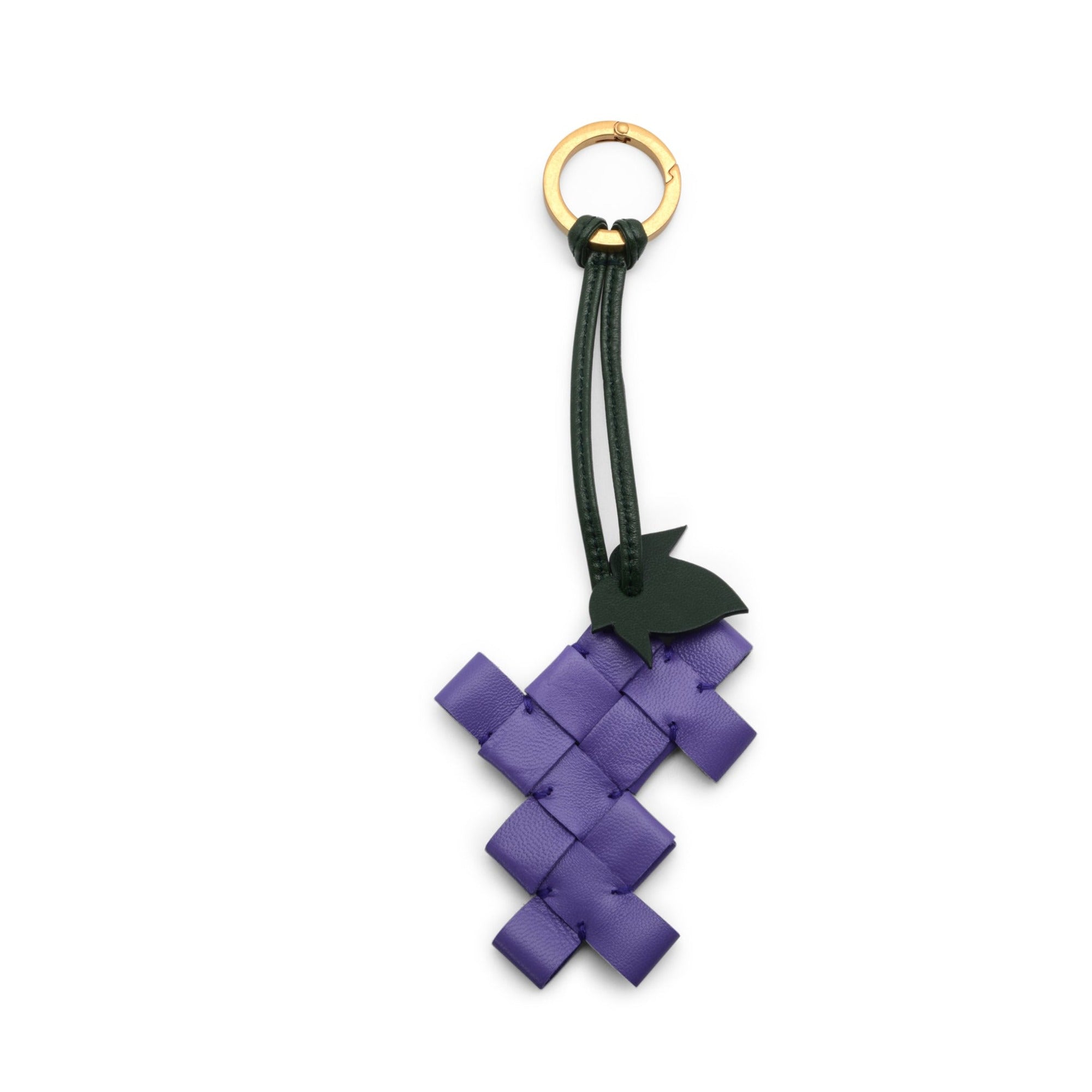 Bottega Veneta Intrecciato Weave Grape Keyring in PURPLE