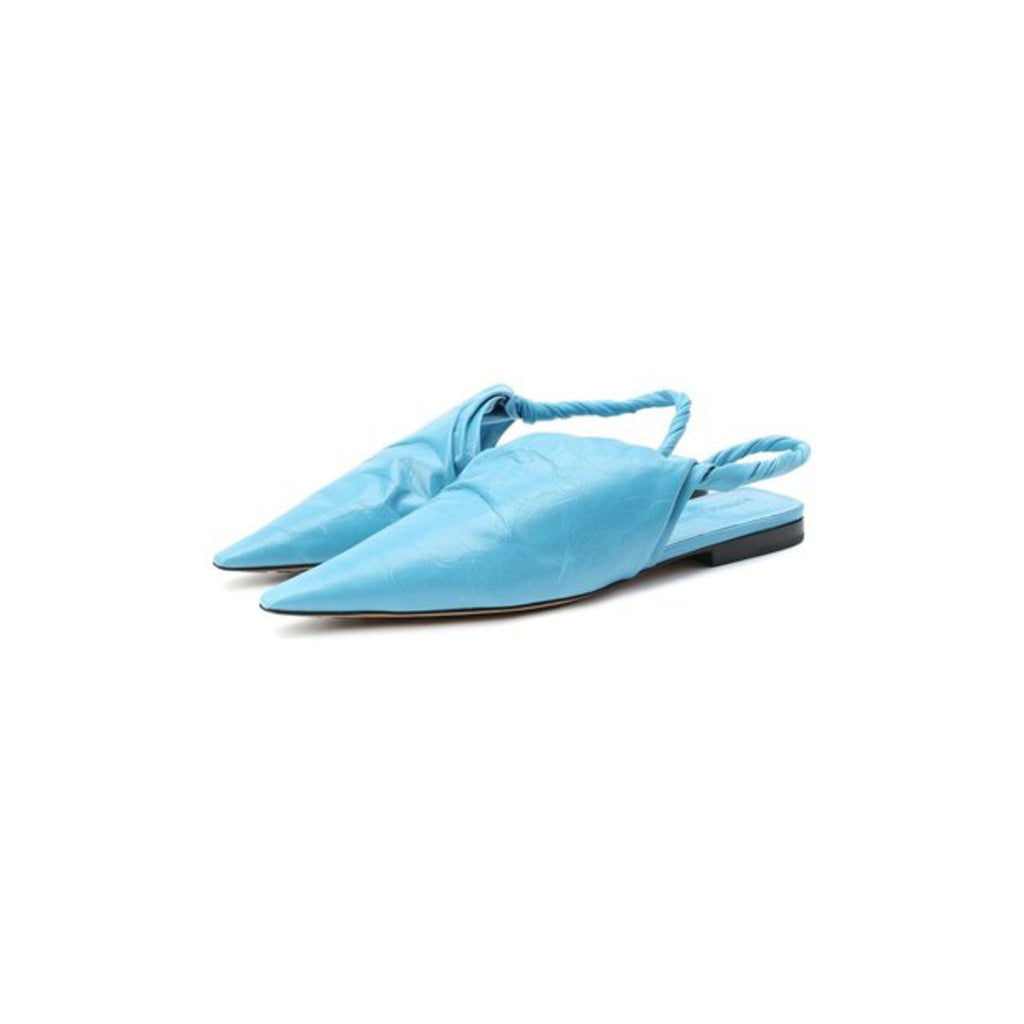 Bottega Veneta Leather Ballerina Shoes in BLUE