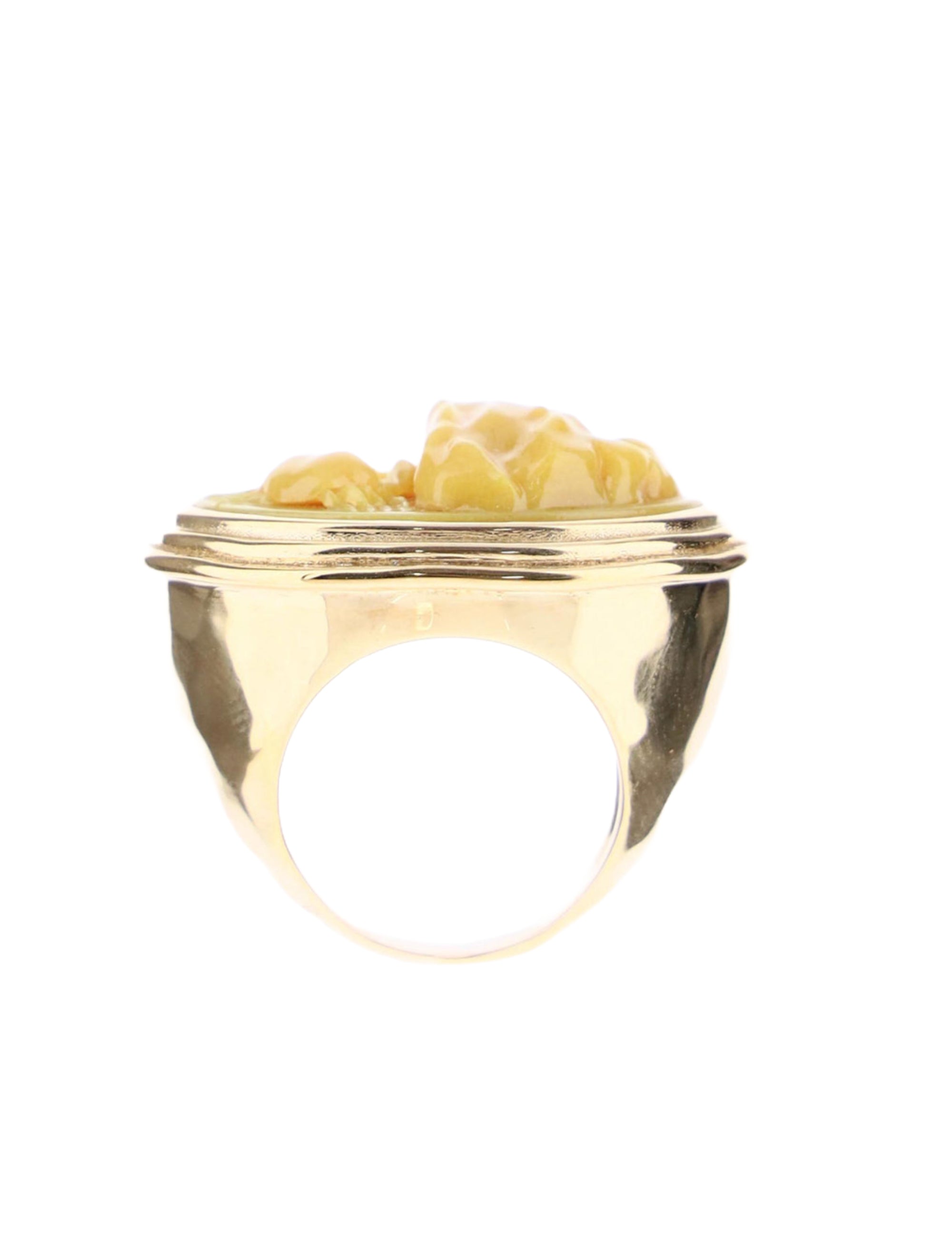 Bottega Veneta Gold Carved Bone Ring in GOLD
