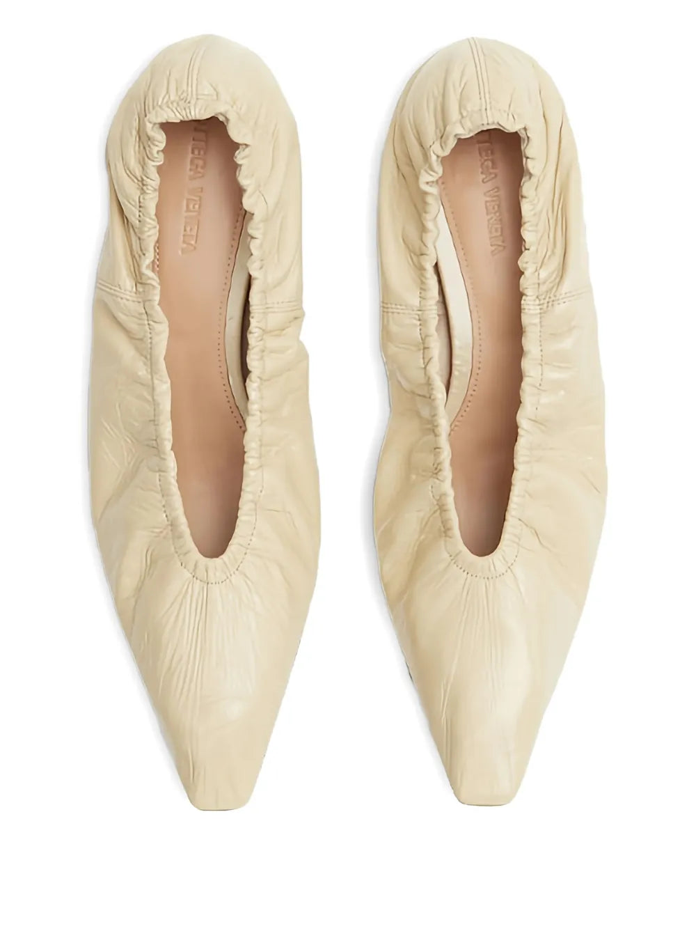 Bottega Veneta Leather Ballerina Shoes in Cane Sugar Off-white