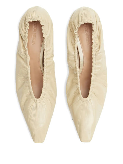 Bottega Veneta Leather Ballerina Shoes in Cane Sugar Off-white